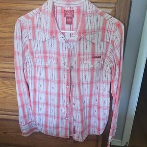 Lucky Brand Women's Button Down Shirt in Red and White